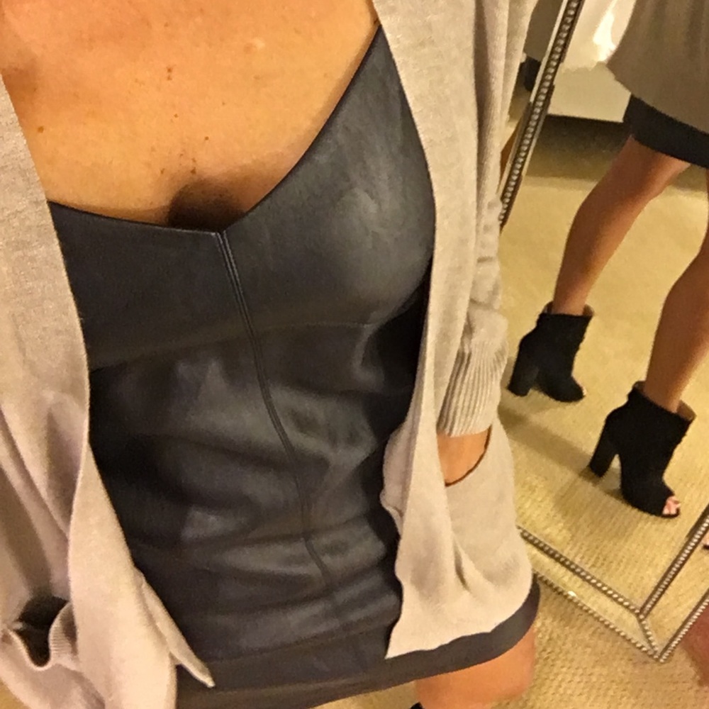 Navy leather dress